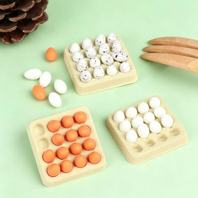 1:12 Puppenhaus Miniatur Eier Küche Lebensmittel Modell (Tablett+16 Stück Eier) Küche Dekor