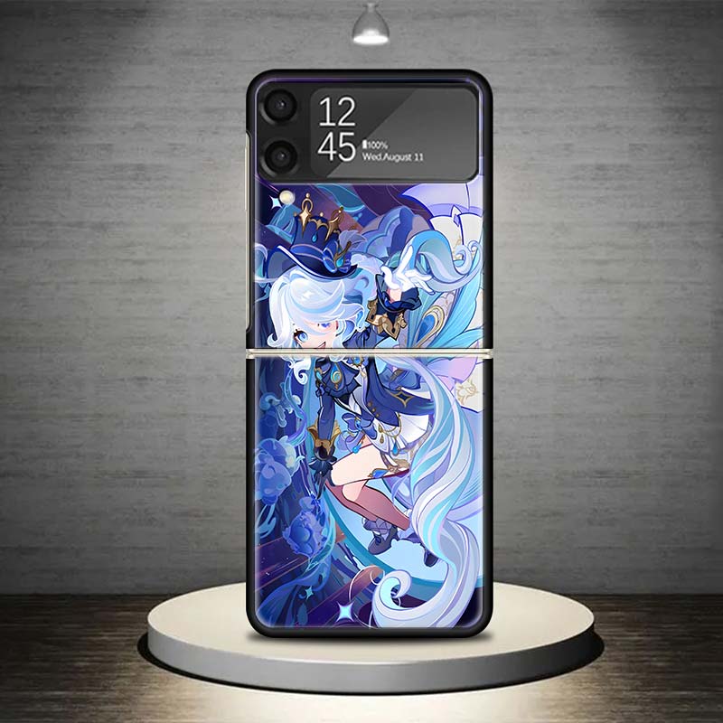 Genshin Impact Furina Phone Case For Samsung Galaxy Z Flip 7 6 5 4 3 5G Shockproof Cover Z Flip7 Flip6 ZFlip5 Flip3 Flip4 Luxury