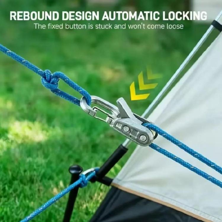 Outdoor Rope Manager Roller Tightening Tool for Hiking and Picnics, with Spring-Gate Clip and Grooved Guide Wheel for Securing and Managing Cord