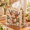Handmade Craft Project for Adults DIY Christmas Faux Pearl Art Painting Tissue Box Holder, 3D Rhinestone Beads Gingerbread Man Crafts Gem Holder