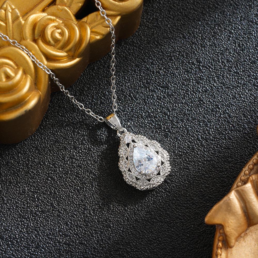 Gold and Silver Luxury Pendant Necklace with Dove Egg and Rhinestones