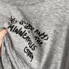 Korean Lazy Style Women's Off-Shoulder Letter Print Sun Protection Long-Sleeve T-Shirt