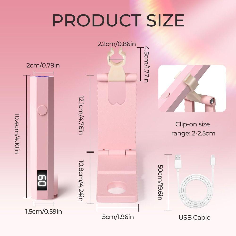 Foldable Nail Dryer with Stand Flash Cure Lamp Portable UV Nail Lamp  for Gel Nails