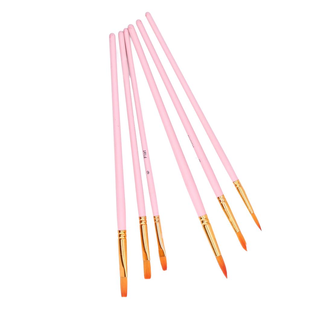6pcs Paint Brushes Multimodal Nylon Hair 6 Different Sizes Oil Paint Brushes for Oil Watercolor Painting Gouaching Gift