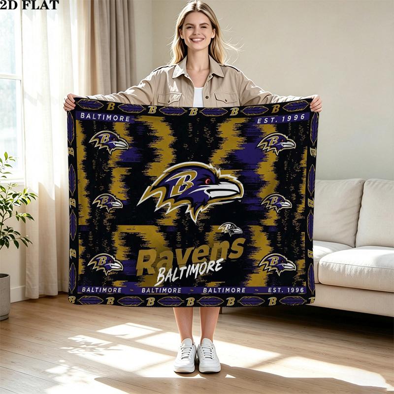Baltimore Ravens Logo Print Flannel Blanket High Quality Warm Comfortable Cover for All Seasons Perfect for Gifts Home Decor