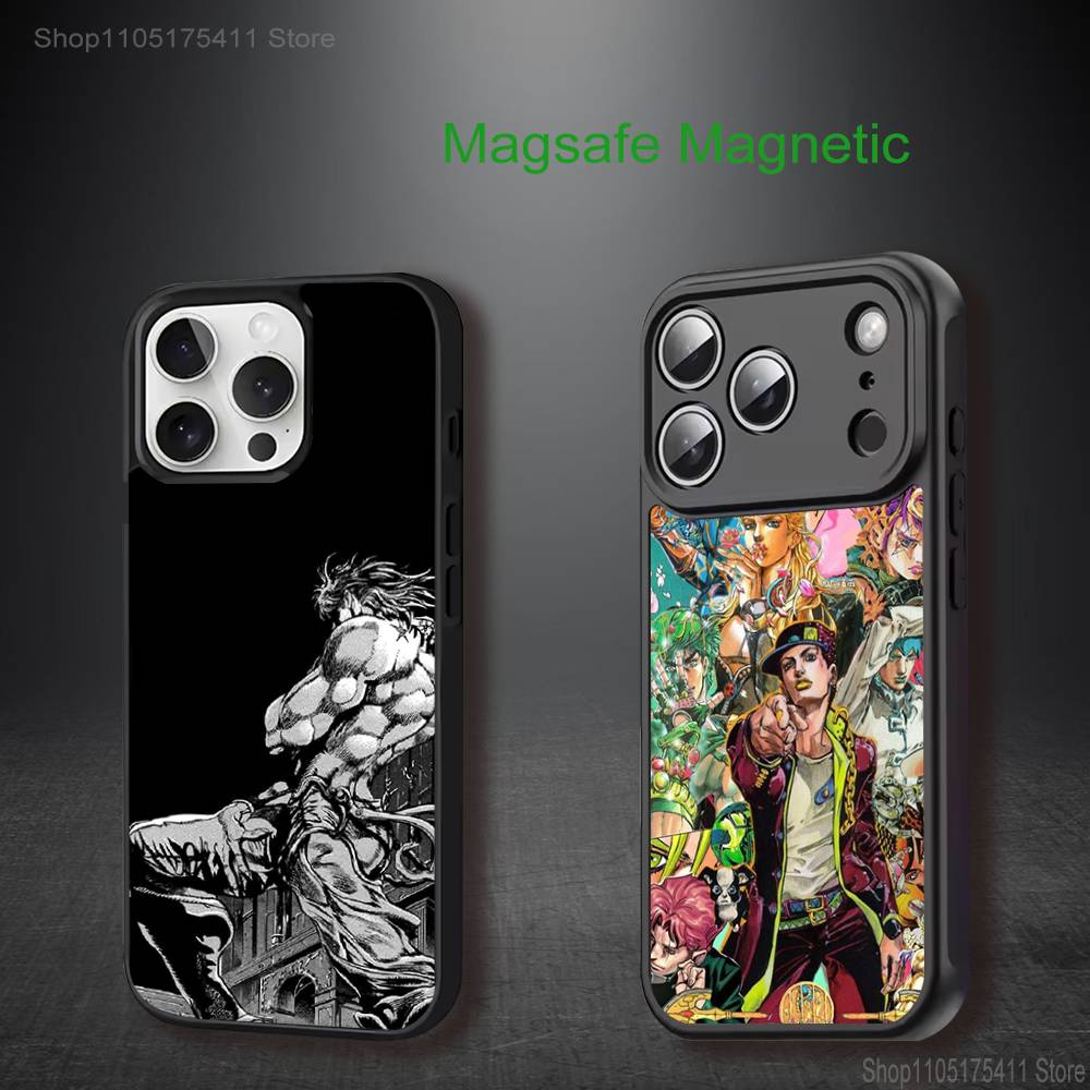 Custodia per Telefono J-JoJo Bizarre Adventure Per iPhone 17,16,15,14,13,12,11,Pro,Max,Plus,Mini,SE4,E Magnetica Magsafe Ricarica Wireless