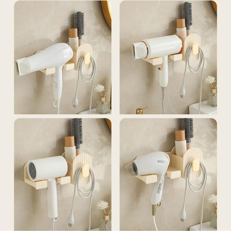 Adhesive Bathroom Hair Dryer Holder Vanities Storage Station For Styling Tools Makeup Accessories Easy Installation