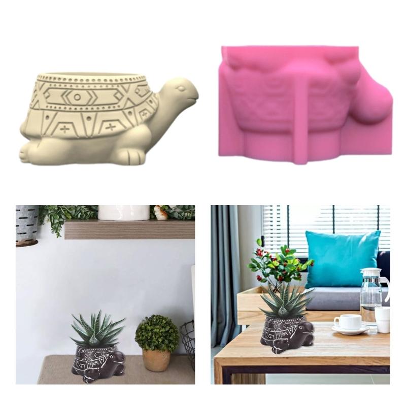 Silicone Vase Molds Flower Bottle Mold Turtles Shape Unique Flowerpot Molds Silicone Texture for Hand-Making Craft Vase