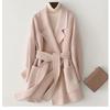 Autumn and Winter Woolen Jacket for Women's Suit Collar Lace-up to Make Them Look Slim and Versatile Wool Mid-length Coat