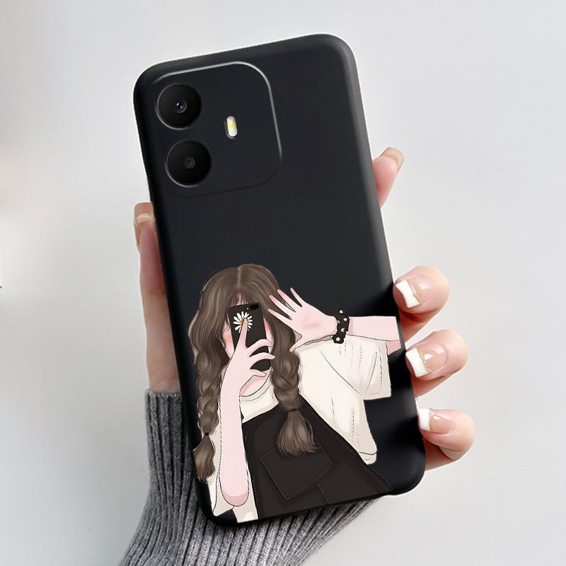 Pro pouzdro TCL K70 Roztomilé Srdíčko Králík Černé Měkké Silikonové Ochranné Zadní Kryt Pro Telefon TCL K70 Power SE TCLK70 4G 5G