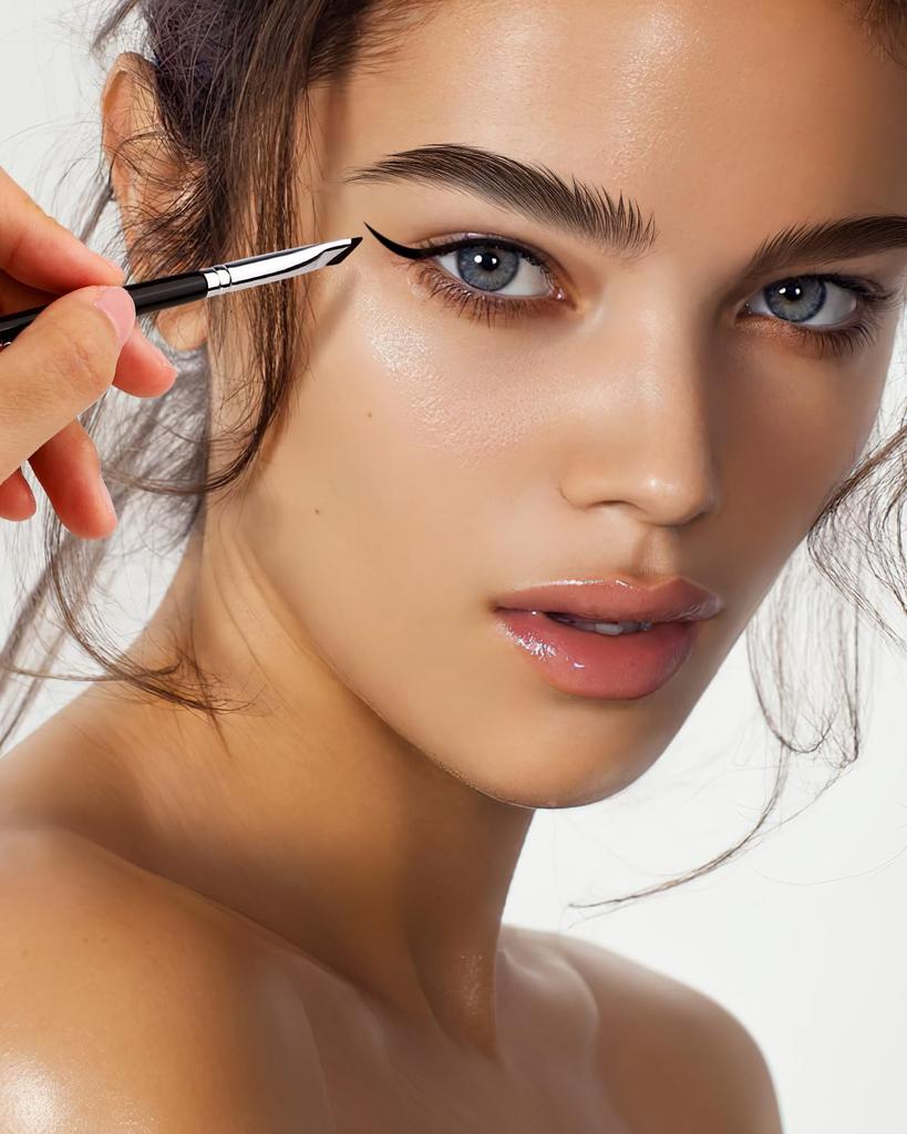 EIGSHOW Eyeliner Gel Eyeliner Makeup Precision Eyeliner for Eyebrows and Curved Bristles 2 Brush, Brush, Eyelids, Ultra-Thin (E865, Pieces)