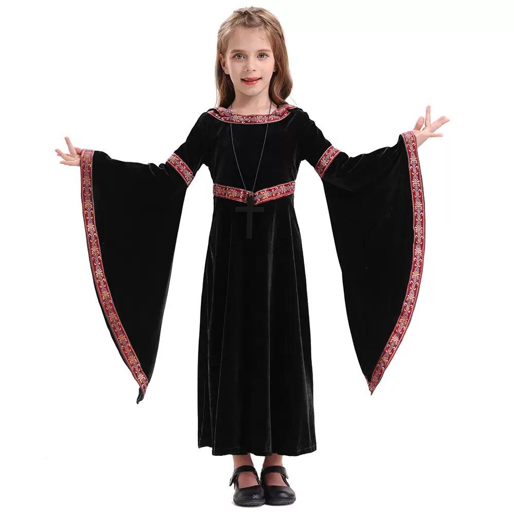 

Костюм для косплею на Хелловін для батьків та дітей, європейський середньовічний вампірський костюм для вечірки L чорний