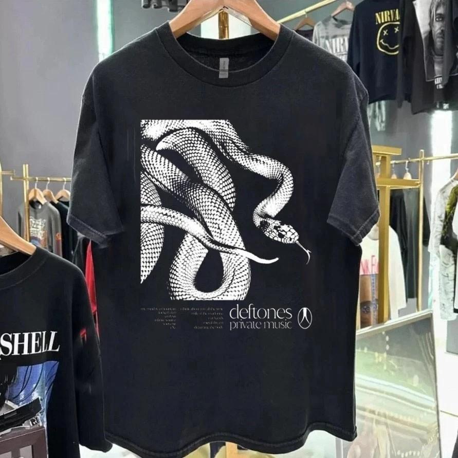 

Deftones 2025 Private Music Logo Snake Black Unisex T-Shirt Vtg Reprint S-5XL Unisex T-Shirt XL