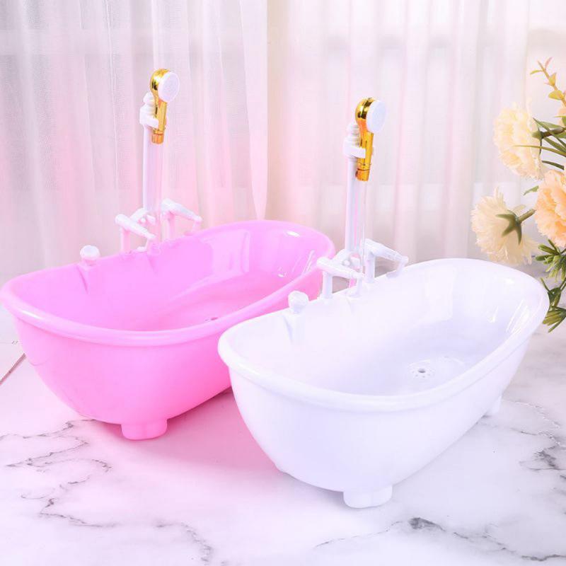 Miniatures Electric Bathtub Doll Accessories Plastic Tub 1:6 Scale Dollhouse Furniture Spraying Water Kids Bathing Toys