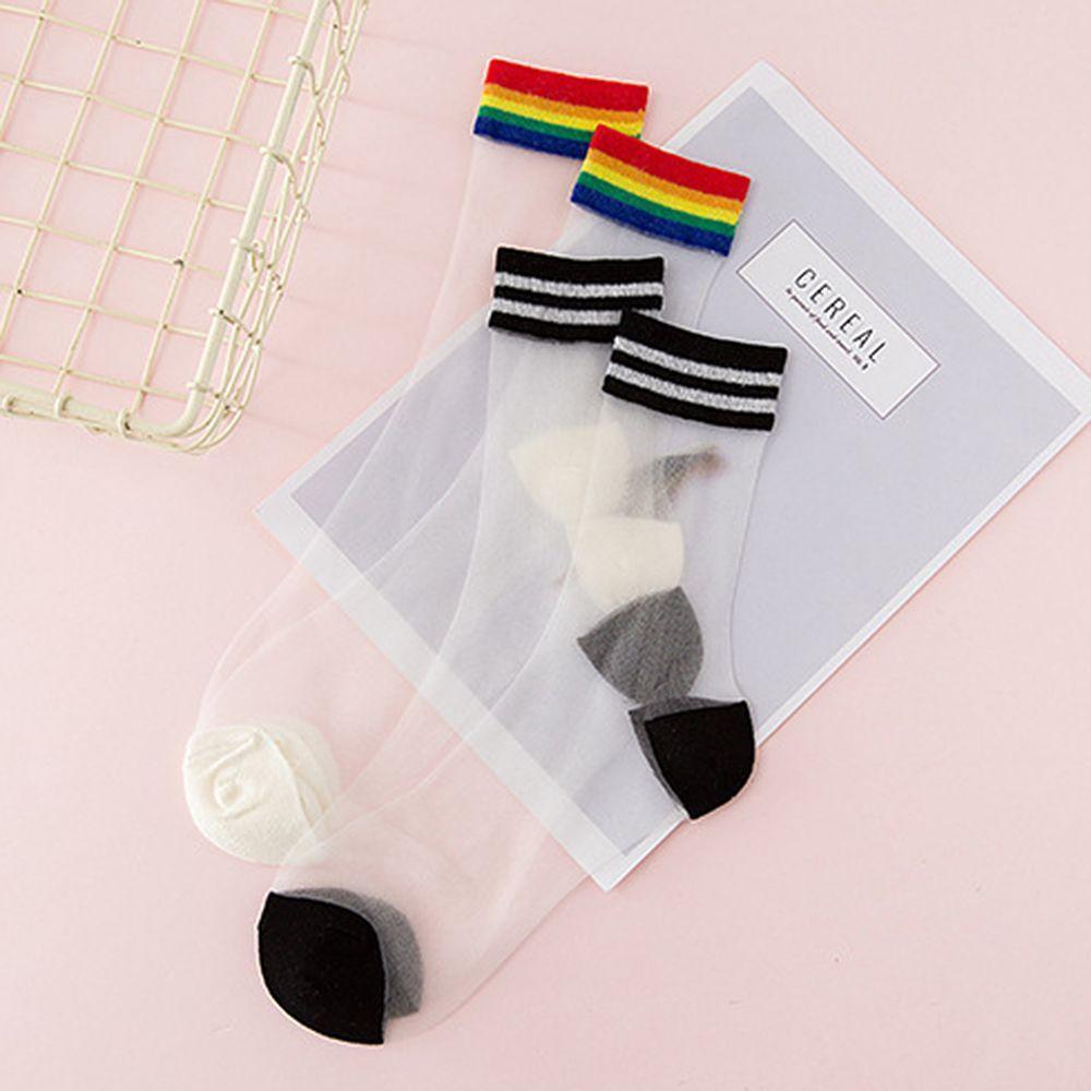 Christmas Summer Glass Silk Transparent Harajuku Women Socks Short Socks Rainbow Ankle Socks