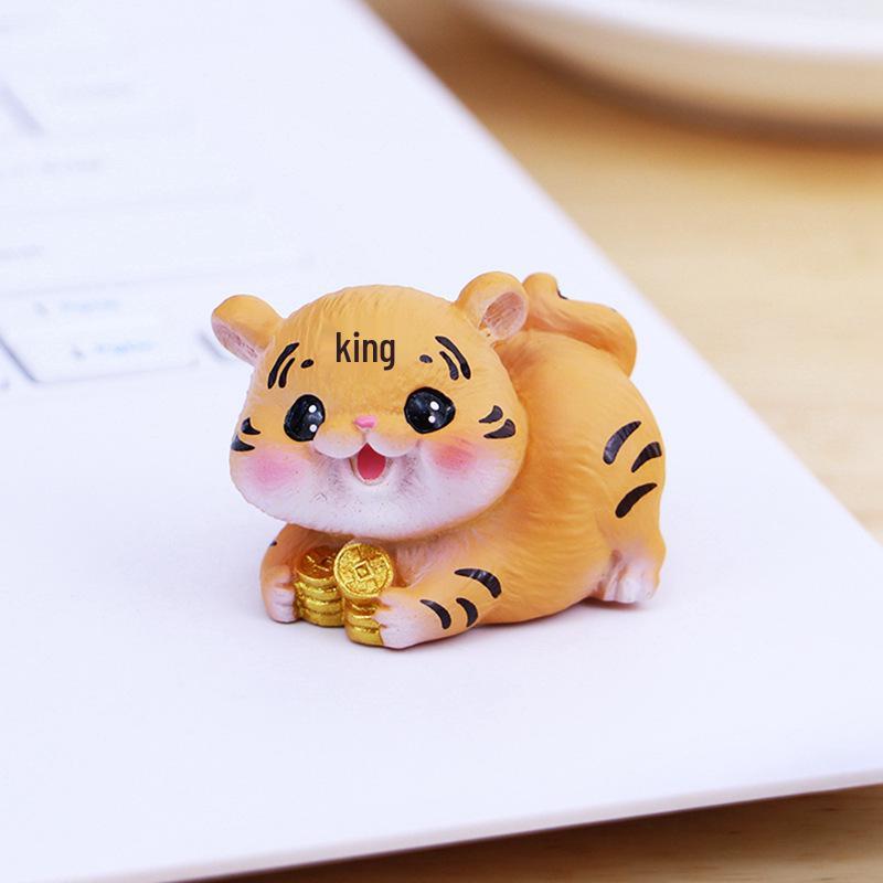 Charming Cartoon Tiger Ornament: Cute Fortune-Attracting Gift for Bedroom, Living Room, Dining Room, or Desk