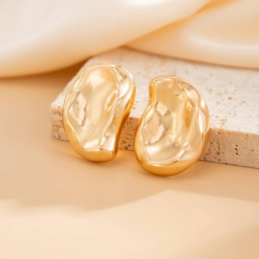 IngeSight.Z Fashion Metal Smooth Irregular Stud Earrings Women Exaggerated Hollow Geometric Ear Earring Jewelry Gifts 2026 New