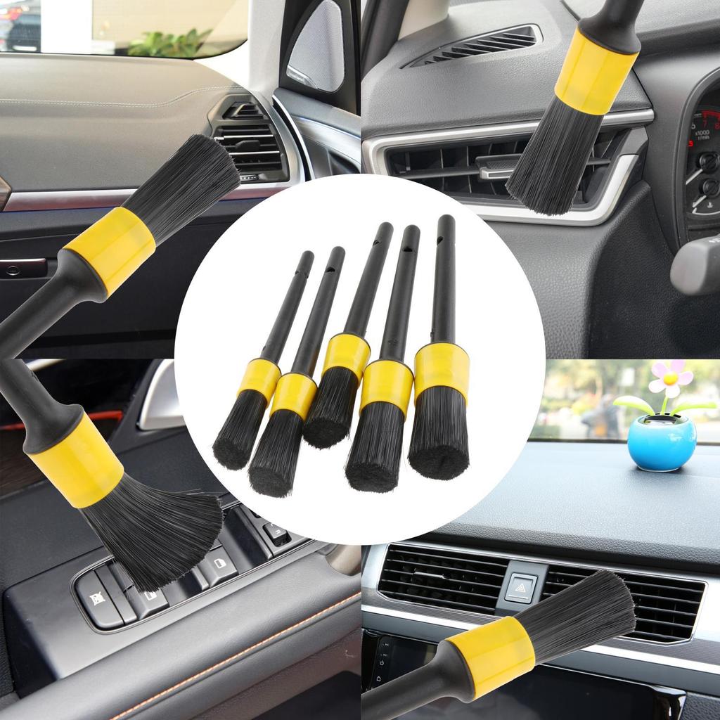 Sada 5 kusov detailingových štetcov do auta Rôzne veľkosti Mäkké štetiny Čistiace štetce na čistenie interiéru, kolies, motora, exteriéru