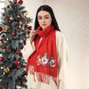 New Winter Cute Elk Christmas Printed Imitation cashmere Tassel Scarf  for Women Fashion Solid Thick Blanket Pashmina Shawl Wrap