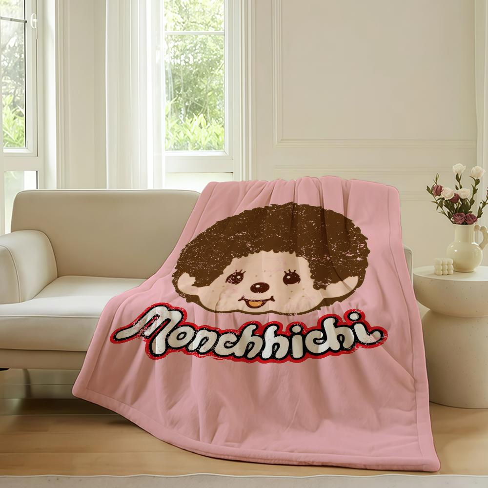 Cartoon-Decke Warm Weich Geeignet für Schlafzimmer Sofa Bett Wohnzimmer Büro Reisen M-Monchhichis-S Kawaii Camping Geschenke