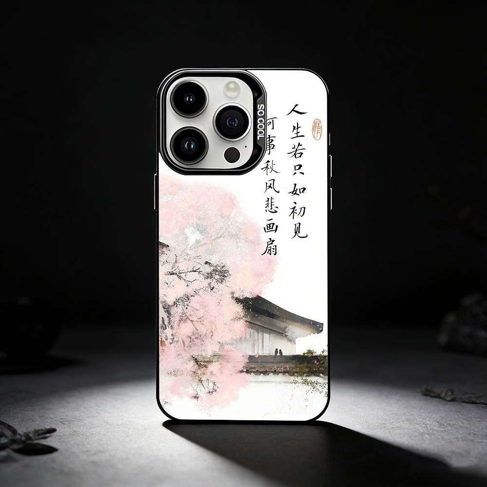 C-Chinese Calligraphy Phone Case For iPhone 17,16,15,14,13,12,11 Plus,Pro Max,XS,Colored silver phone case