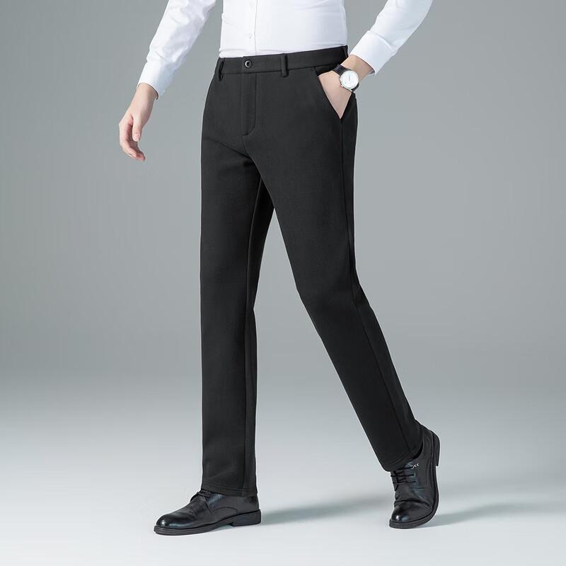 Men's Slim-Fit Straight-Leg Fleece-Lined Dress Pants