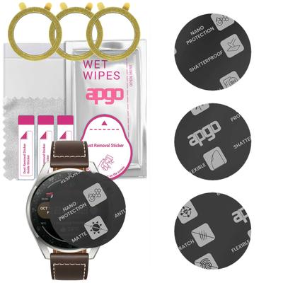 3x Apgo MATTE Hybrid Glass Screen Protector for Huawei Watch 3 Pro Classic, Tempered Glass Substitute, Non-cracking