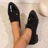 2025 Spring and Autumn New Shoes Women's Square Heel Pointed Toe Oxford Shoes Derby Casual Fashion Women's Dress Shoes