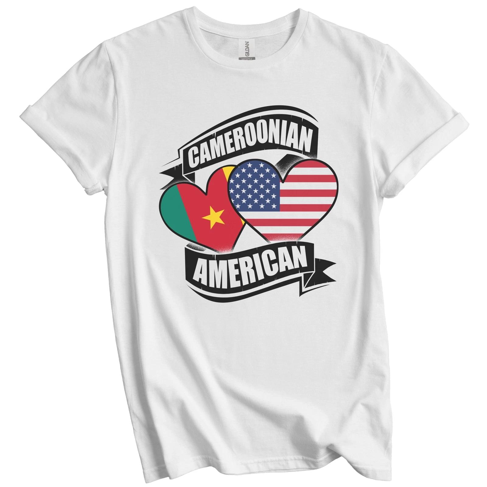 Cameroonian American Hearts USA Cameroon Flags T-Shirt 2XL