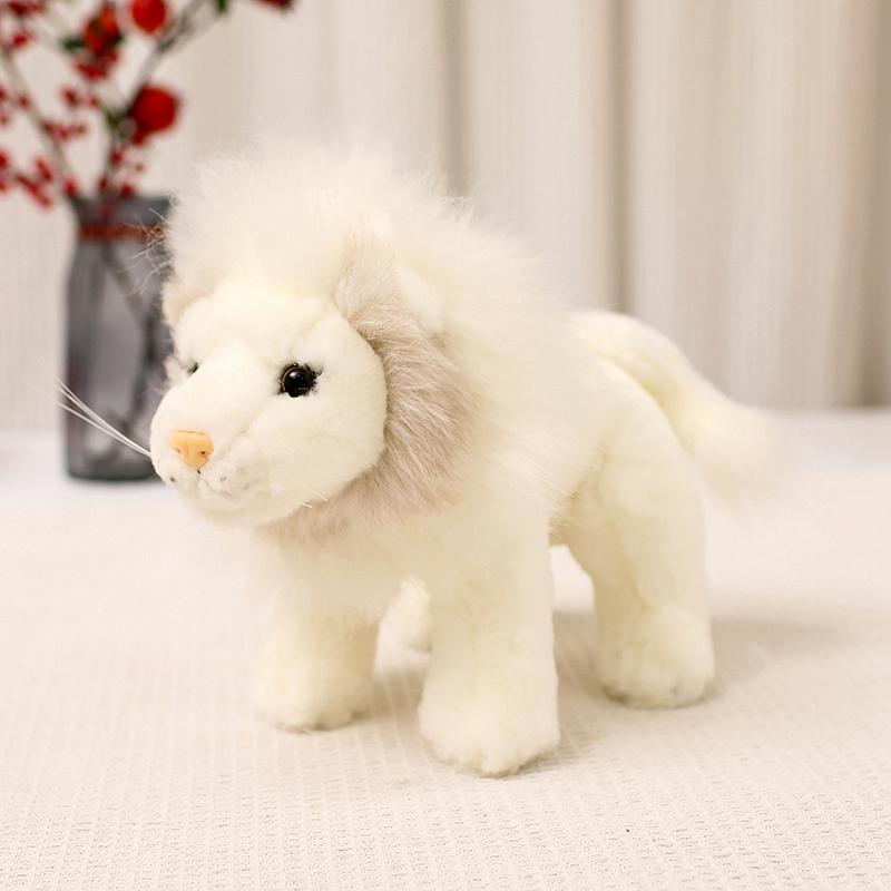 Koning van de Jungle Woeste Leeuw Knuffel Zacht Pluche Dier Leeuw Emulatie Witte Leeuw Pluche Poppen Jongenscadeau S-about 20cm wit