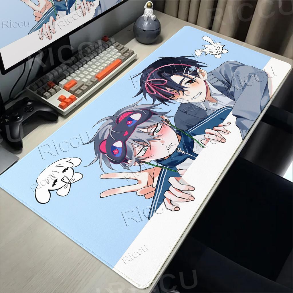 Comic Couple Cute Anime A-alien Stage Pattern Mouse Pads Anti-slip Locking Edge Thickened Desktop Mats Large Comfort Gaming Rugs