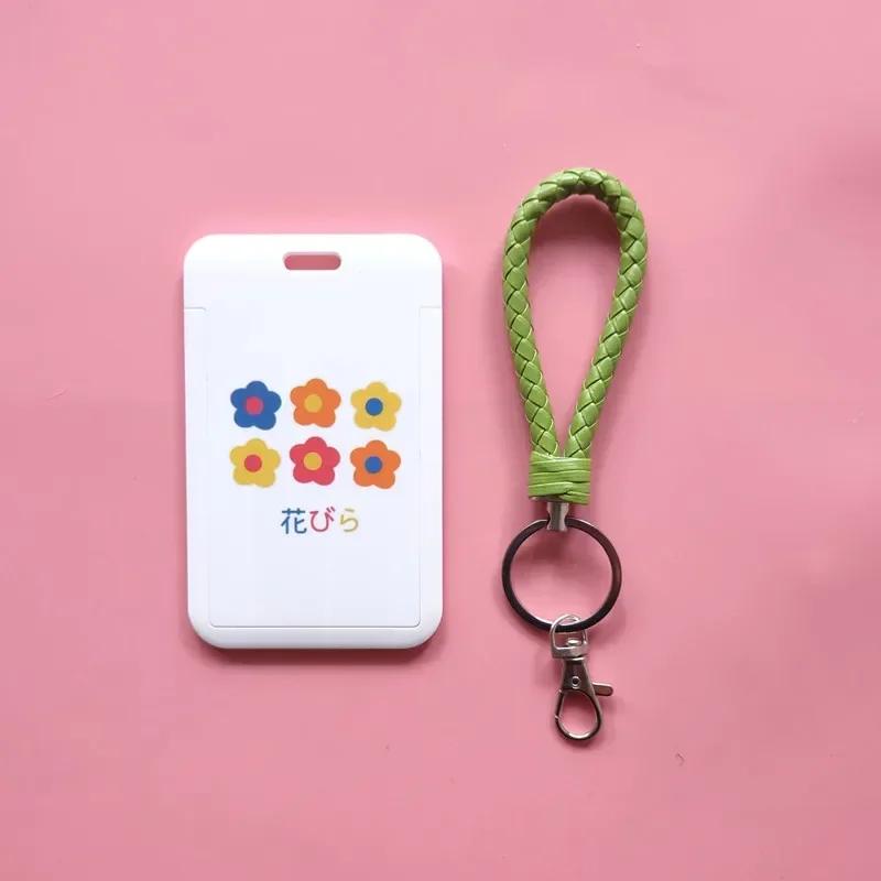 Fashion Flower Women Card Protector Cover Case Card Holder Neck Strap with Lanyard Badge Holder Work ID Card Bus ID Card Holder