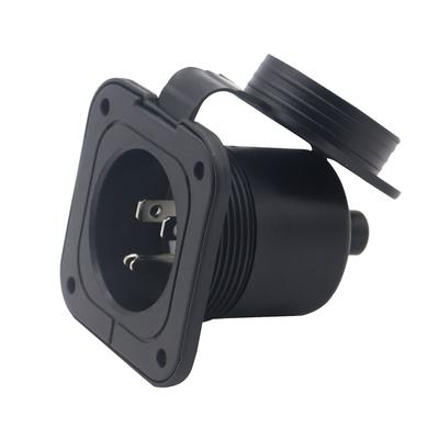 125V 15A RV Power Inlet Plug 5-15P 3-Pin RV Shore Power Receptacle Inlet Flanged Plug With Waterproof Cover For RV Boat Trailer