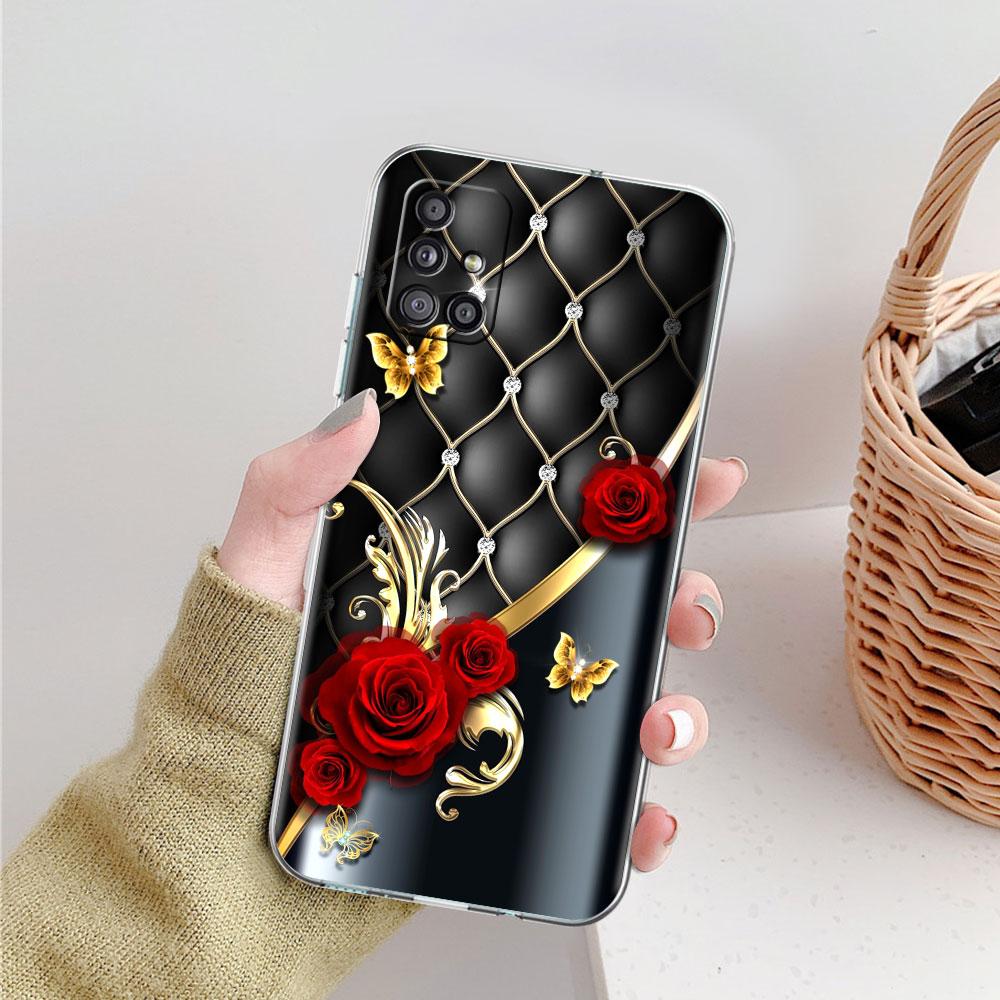 

Модный чехол для Samsung Galaxy A51 A71 A21s A31 A12 A52 A41 M31 M30s, мягкий силиконовый прозрачный чехол для телефона, модный цветок Galaxy A31
