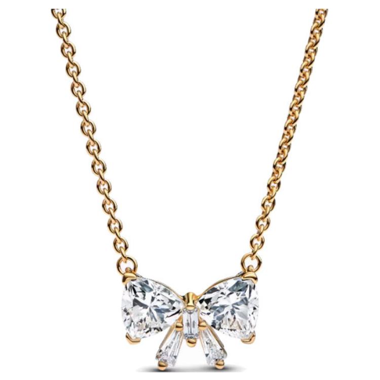 Pandora Starlight Bow Pendant Necklace Women necklace Gold 363508C01 Box
