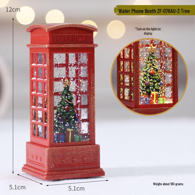 Weihnachts-LED-Flammen-Telefonzellen-Ornament - Kleine Öllampen-Requisite für Café, KTV, Szenendekoration.