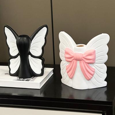 Schmetterling Vinyl Blumenvase Modernes Schleifenknoten Blumenhalter Behälter Heim Büro Tisch Mittelstück Dekorative Blumenvase