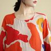 DIMANAF Nuovo 2025 Donna Taglie Forti Primavera Abito Lungo Morbido Base Vintage Oversize Manica Lunga Maxi Floreale