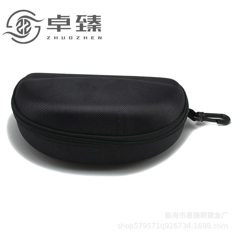 Large Black Oxford Cloth Eyeglass Case: Portable, Anti-Pressure, Sports Cycling with Hook, Customizable Print Option