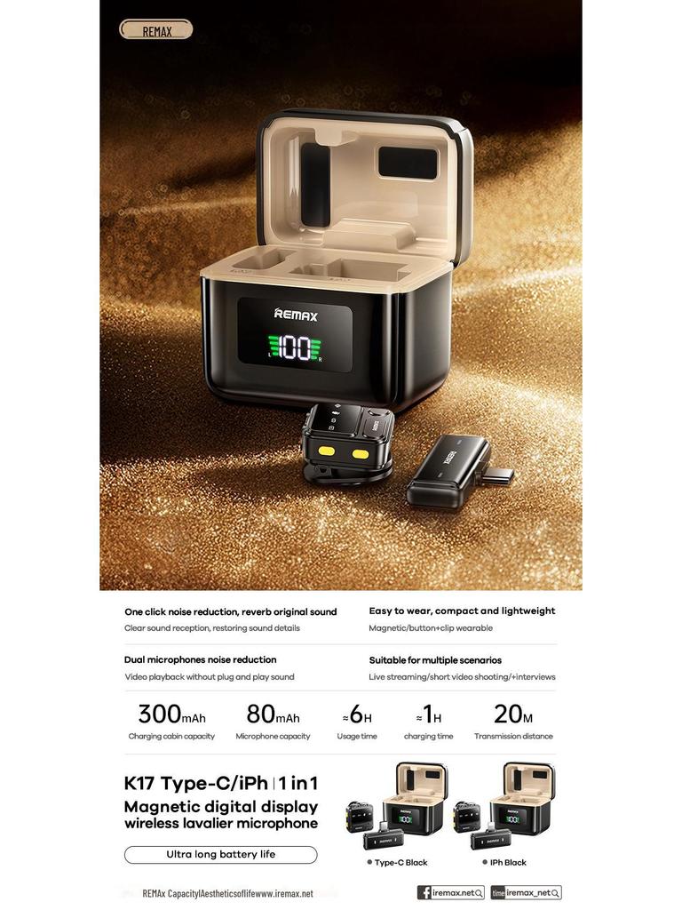 Remax Wireless Noise-Reduction Microphone for Outdoor Live Broadcasts and Interviews