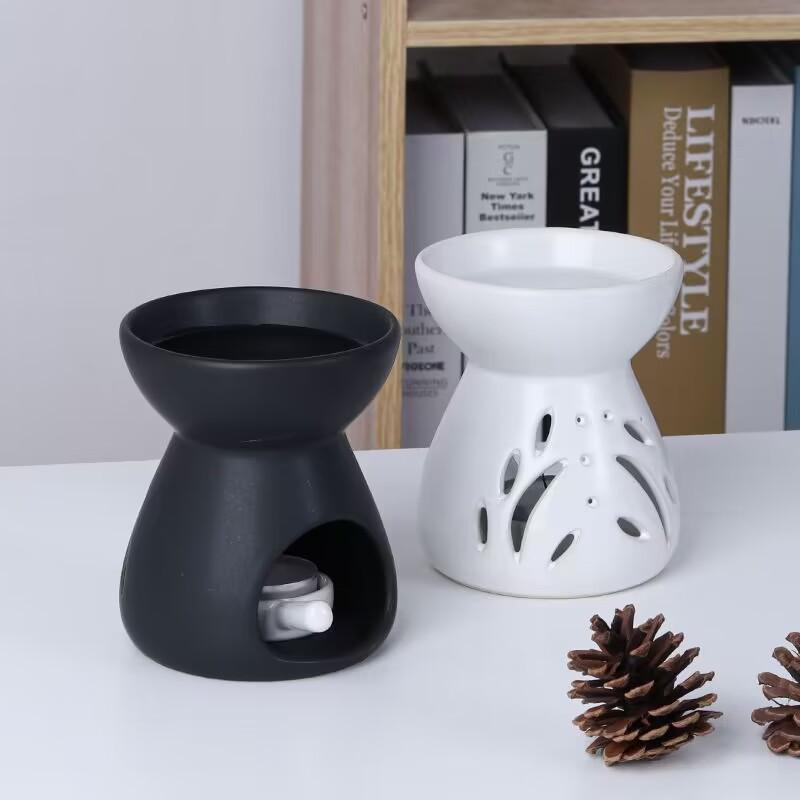 100ml Black Candle Heating Holders Retro Ceramic Incense Burner Sleep Aid Lamp Yoga Room Essential Oil Furnace for Home Decor