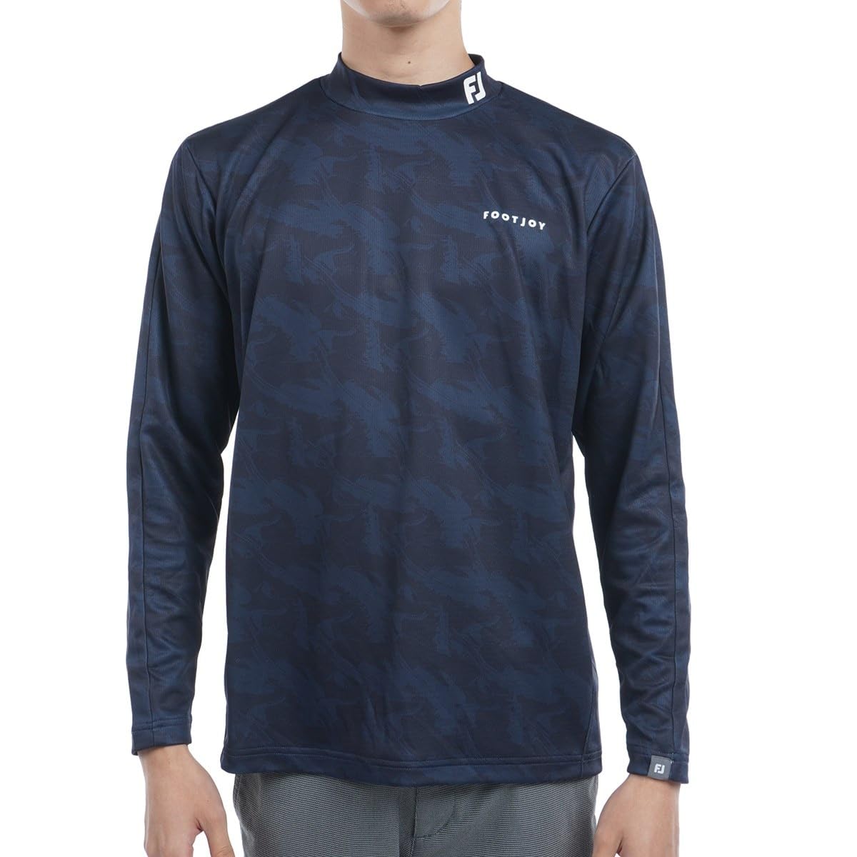 

FootJoy Men s XL Long Sleeve Mock Neck Shirt with Footwear Motif Print, Navy (FJ-F24-S03, 32179-XL)