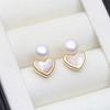 Genuine Freshwater Natural Heart Pearl Earrings Woman,Silver 925 Stud Earrings With Pearls Wife Anniversary Black White Pink