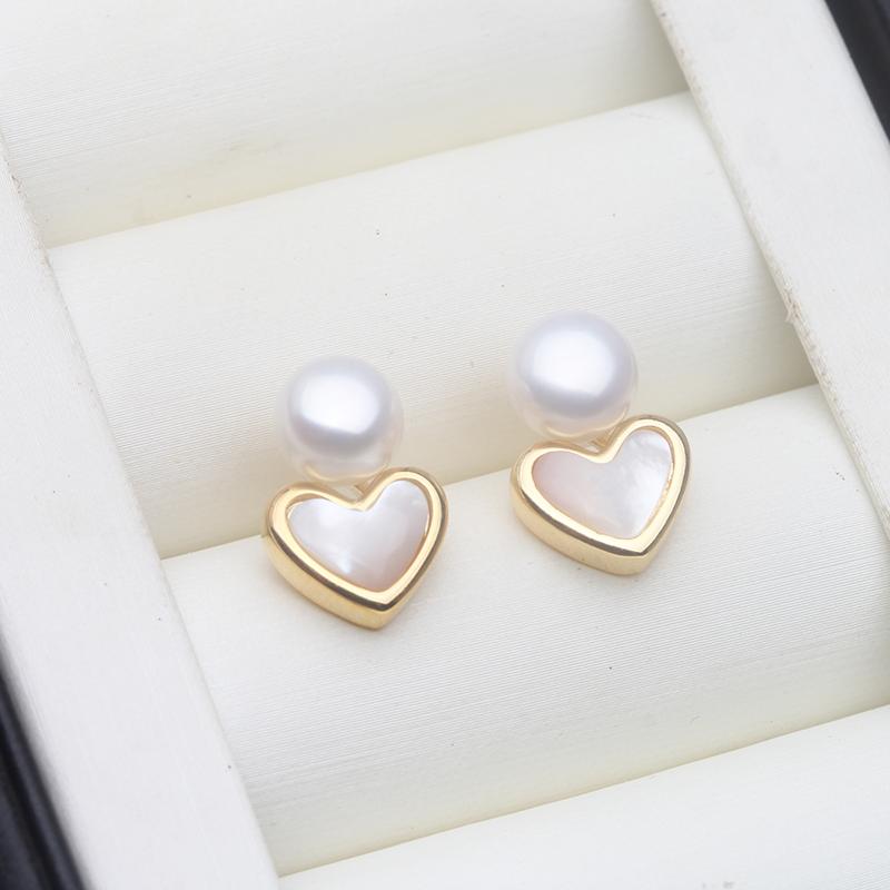 

New Natural Freshwater Pearl Earrings For Women,Small 925 Silver Heart Pearl Earrings Girlfriend Birthday Gift White Black