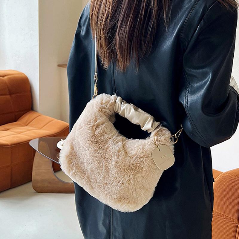 Borse a Spalla in Peluche per Donna Lusso Designer Morbida Busta Invernale da Donna Borsa a Mano Moda Femminile Borsa a Tracolla Sottobraccio
