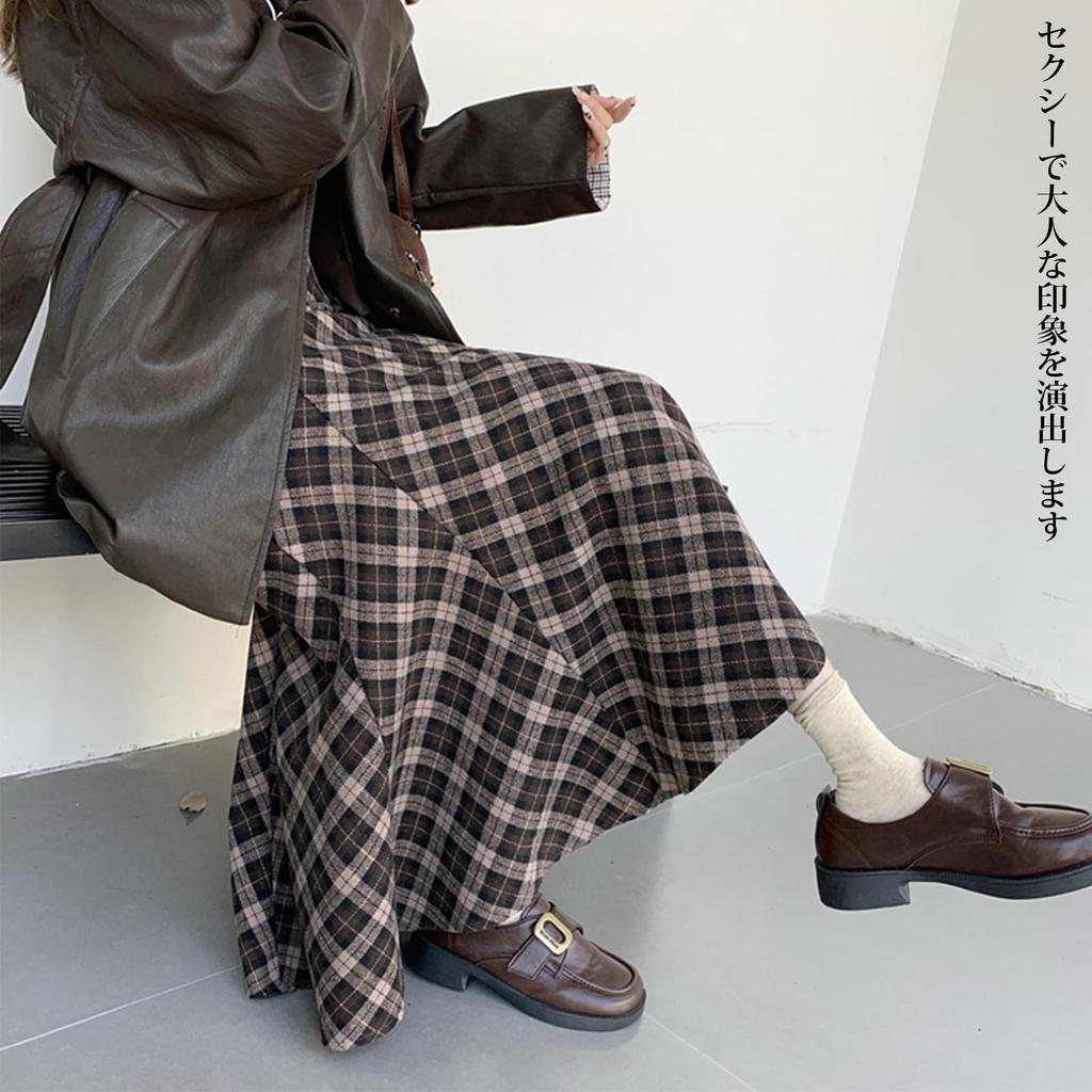 Mermaid Skirt for Checkered Wool Long Tight Flared Maxi Midi Elastic Perfect for Everyday Winter [OGCPWYQZ] Women, Skirt, Skirt, A-line Length,