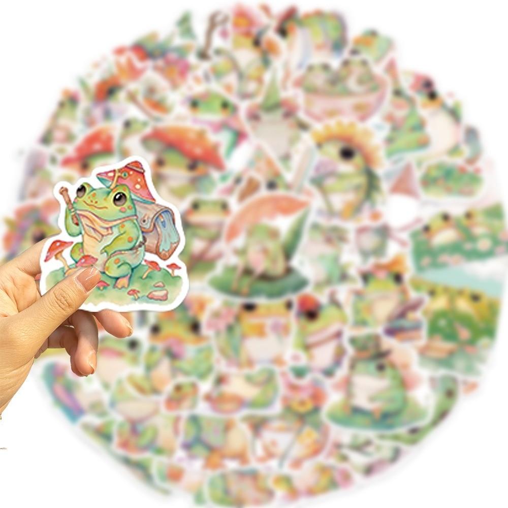 50-Piece Original Colorful Juicy Chubby Frog Stickers - DIY Waterproof Decor for Guitars, Notebooks, Luggage, Phone Cases