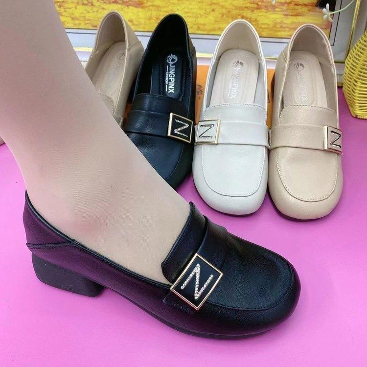New Low-heeled Soft Leather Autumn Soft Leather Soft Sole Round Head Deep-mouth Flat-heeled Single Shoes