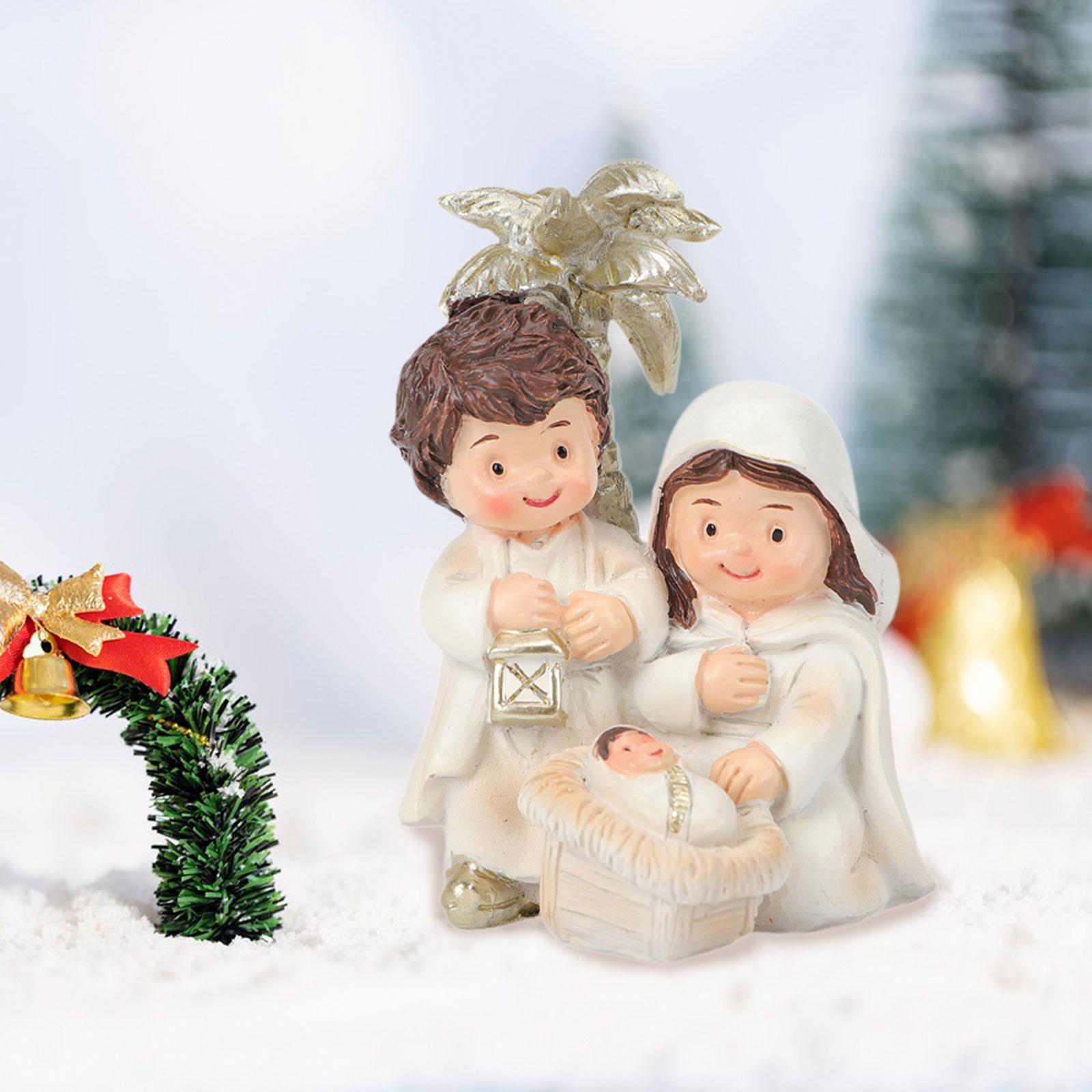 Jesus Born Ornament ,Christmas Nativity Scene Statue ,God Joseph Holy Family Figurine for Cabinet Bookshelf Decoration белый