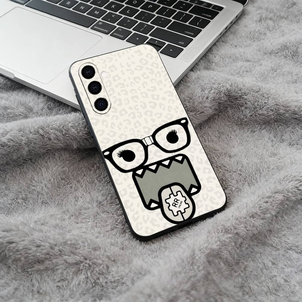C-Cute Domo-kun Black Soft Silicone Phone Case for Samsung Galaxy A73, A71, A72, A70, A53, A52, A51